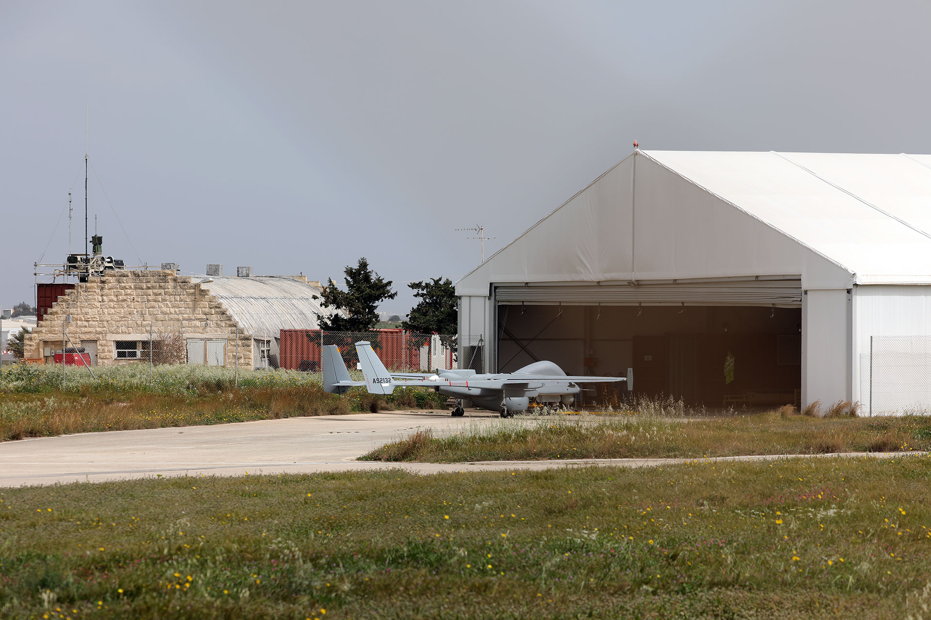 The temporary hangar of the drone.
