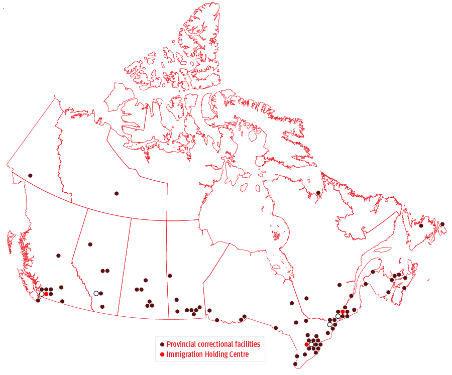 Map of Canada detention centers
