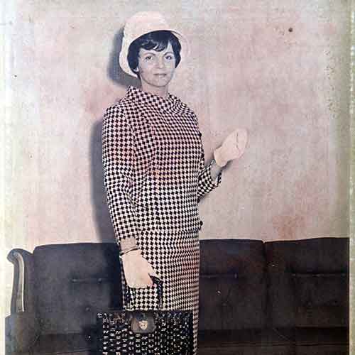 Lois modeling for a local fashion show. She was crowned Miss St. Joseph (Missouri) on another occasion. 1969.