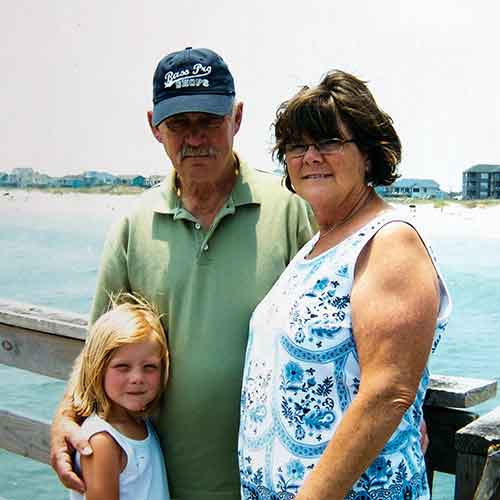  Allen with his wife, Charlene, and their granddaughter, Grace, visiting the Outer Banks, North Carolina in 2010. 