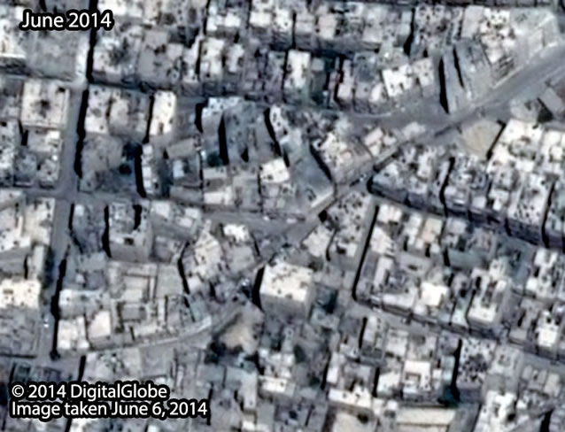 Before: Al-Ansari Mashad neighborhood in Aleppo City, taken June 6, 2014